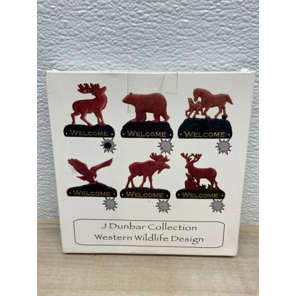 Vtg Cast Iron J.Dunbar Collection Western Wildlife Design Elk Welcome Sign